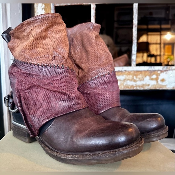 A.S.98 Leather Moto Ankle Boots 717241 Brown EU 38 (US 7.5–8) - Picture 5 of 15